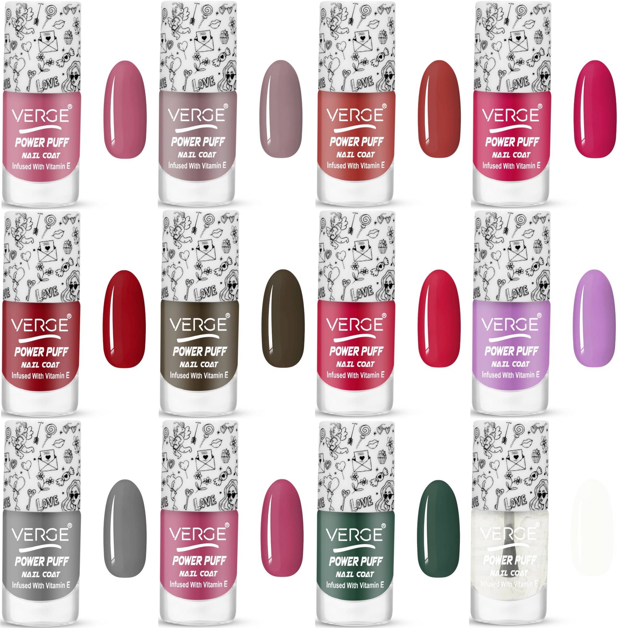     			Verge One Stroke Finish Long Lasting Chip Resistant Nail Polish (Pack of 12)