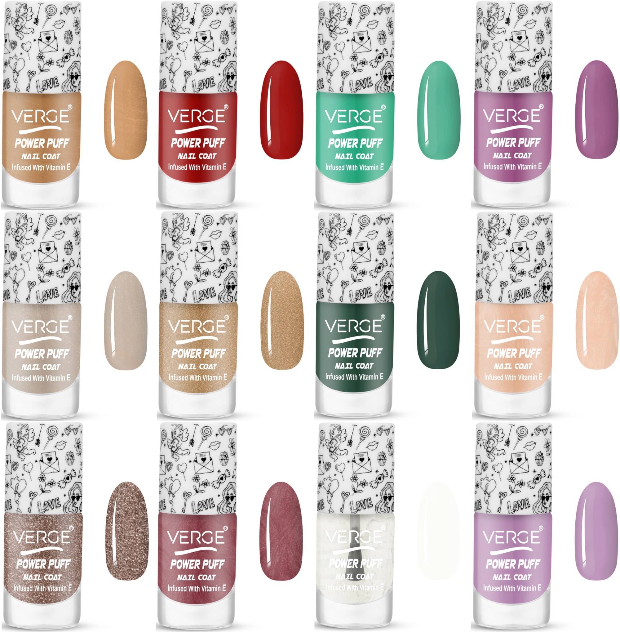     			Verge Colour Show Long Wear Nail Polish Paraben Free & Non Toxic (Pack of 12)