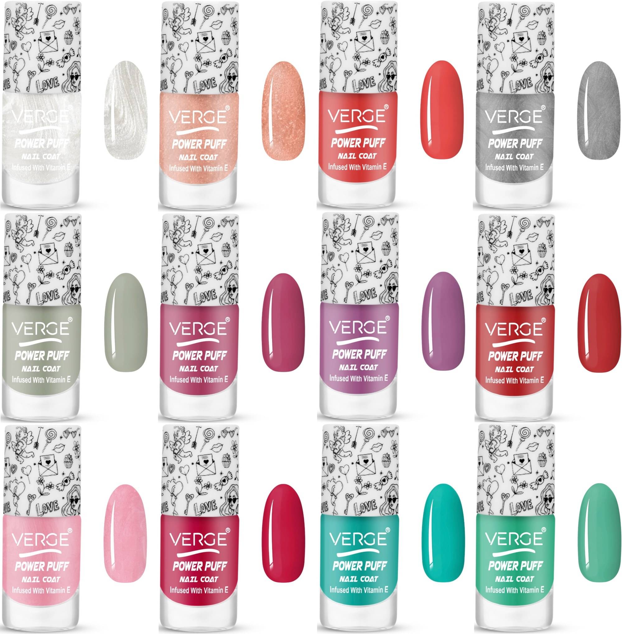     			Verge Multi Nail Polish Kit With Trendy Shades Chip-Resistant Formula (Pack of 12)