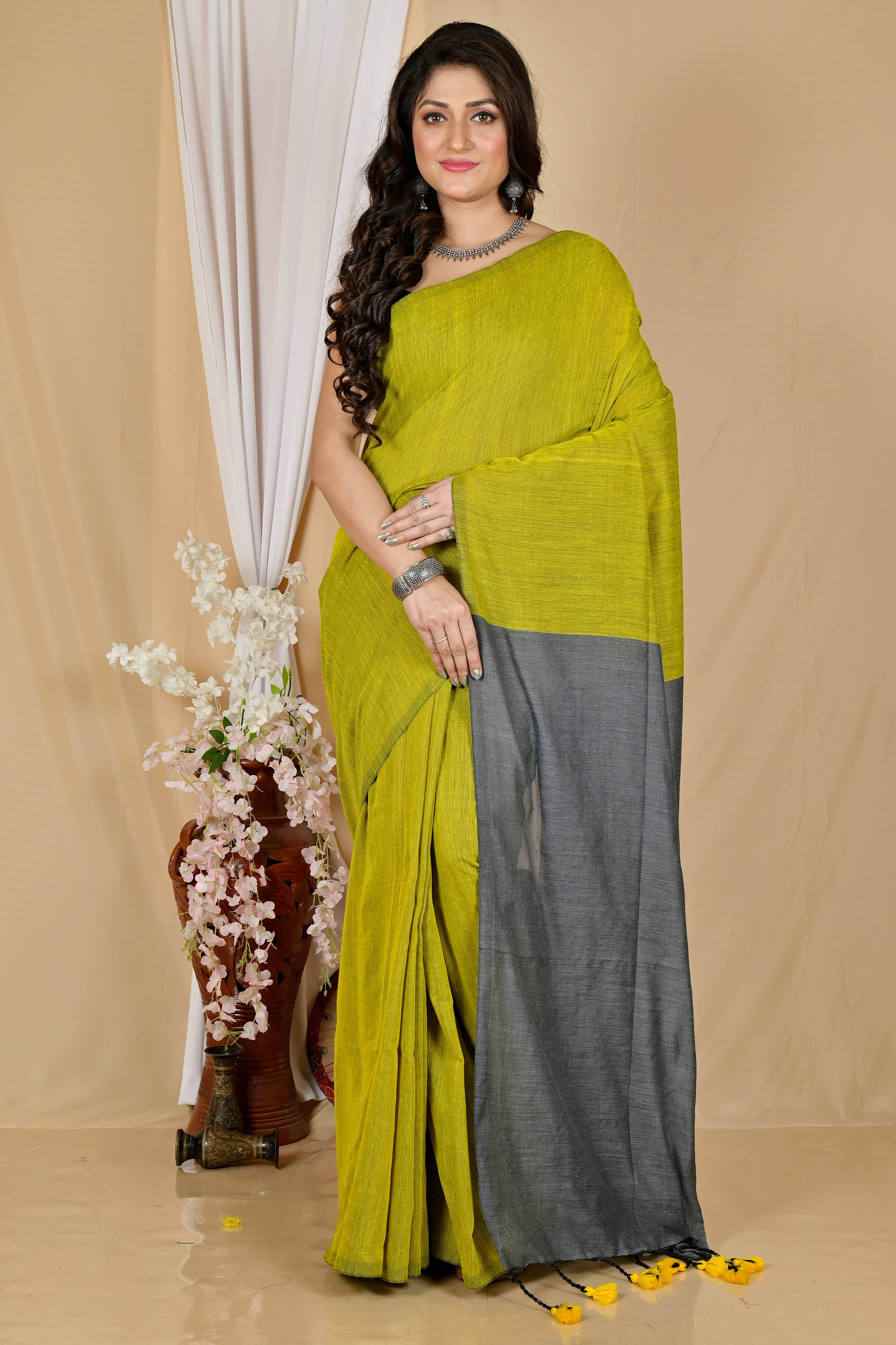     			BRYNBRIT Cotton Blend Colorblock Saree With Unstitched Blouse Piece ( Multicolor 4 )