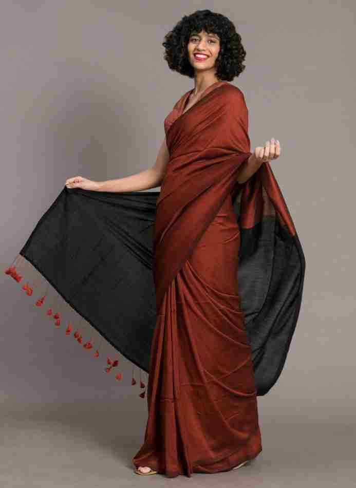 BRYNBRIT Cotton Blend Colorblock Saree With Unstitched Blouse Piece ( Multicolor ) BRYNBRIT Cotton Blend Colorblock Saree With Unstitched Blouse Piece ( Multicolor )