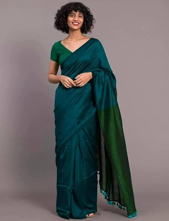 BRYNBRIT Cotton Blend Colorblock Saree With Unstitched Blouse Piece ( Multicolor 5 ) BRYNBRIT Cotton Blend Colorblock Saree With Unstitched Blouse Piece ( Multicolor 5 )