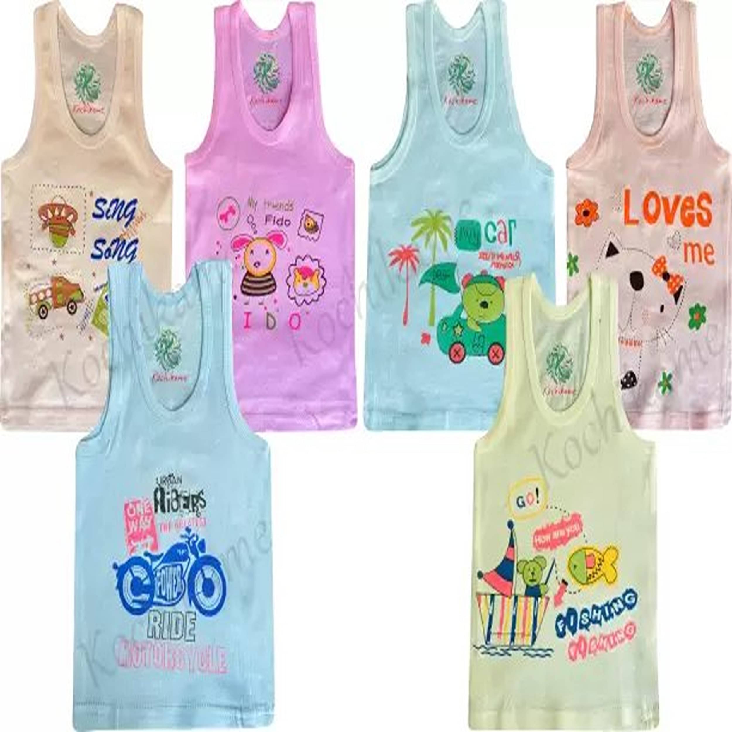 CAVENDRES Pack of 6 Baby Boys Cotton Vest ( Multicolor )     			CAVENDRES Pack of 6 Baby Boys Cotton Vest ( Multicolor )