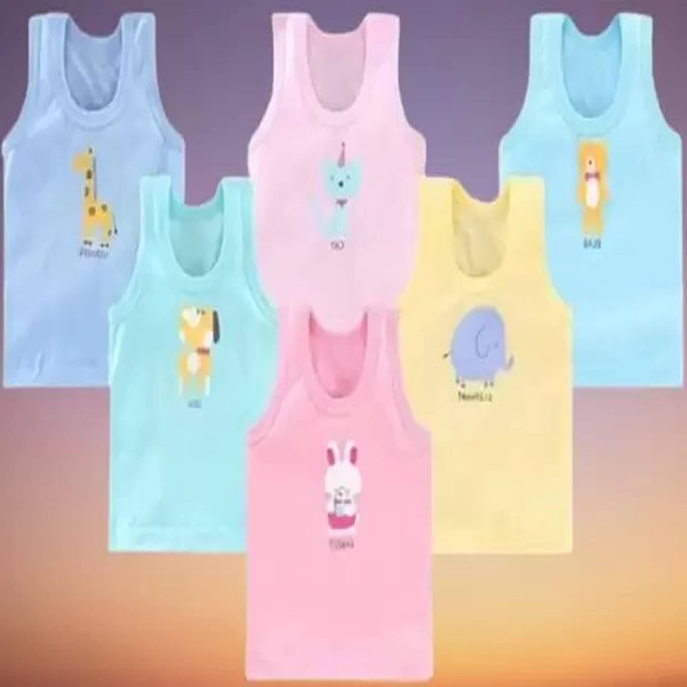 CAVENDRES Pack of 6 Boys Cotton Vest ( Multicolor )     			CAVENDRES Pack of 6 Boys Cotton Vest ( Multicolor )