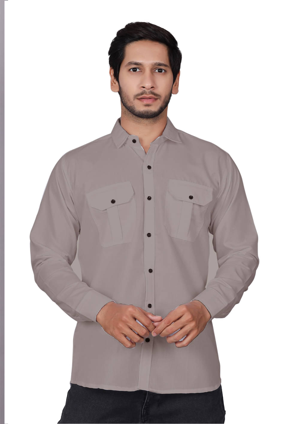     			CRESALE Cotton Blend Regular Fit Solids Full Sleeves Men's Casual Shirt - Grey ( Pack of 1 )