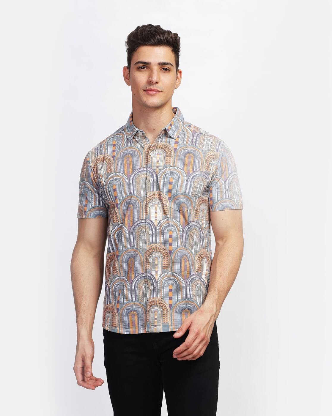     			CRESALE Cotton Blend Regular Fit Printed Half Sleeves Men's Casual Shirt - Multicolor ( Pack of 1 )