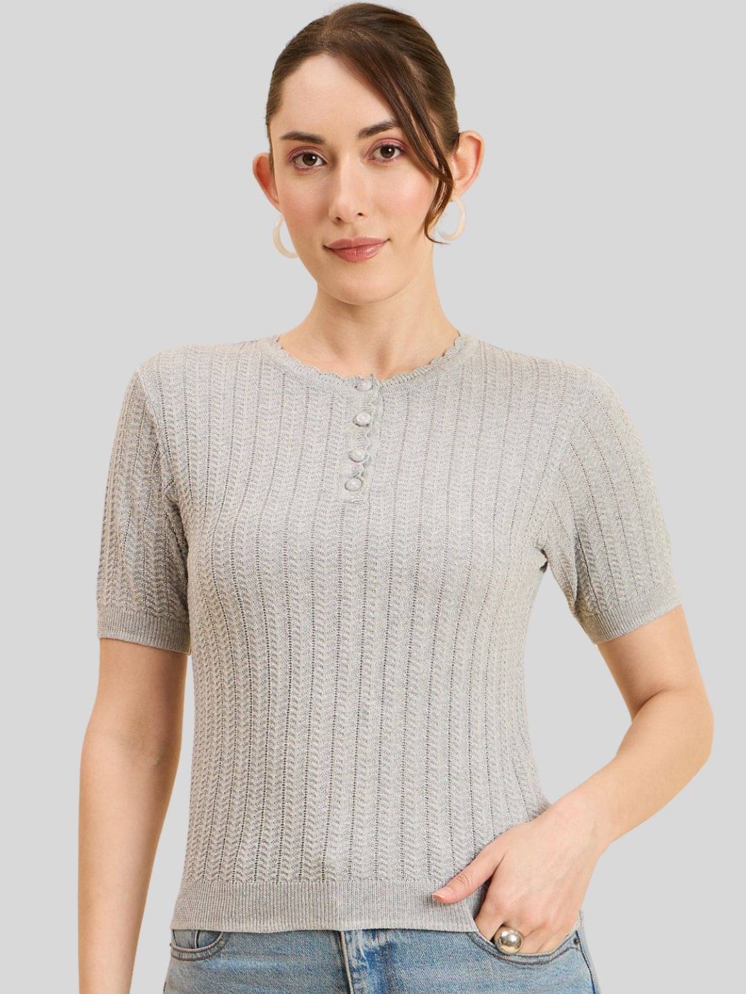     			Clapton Women's Cotton Regular Top ( Grey )