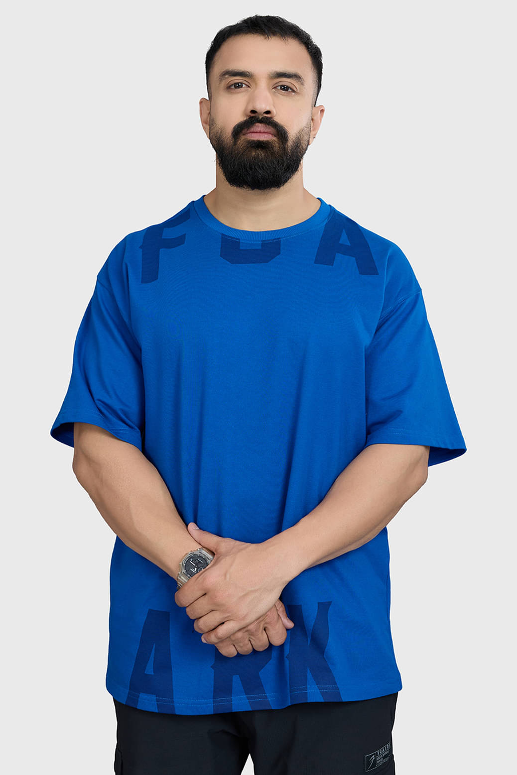 Fuaark Blue Cotton Oversized Fit Men's Sports T-Shirt ( Pack of 1 ) Fuaark Blue Cotton Oversized Fit Men's Sports T-Shirt ( Pack of 1 )