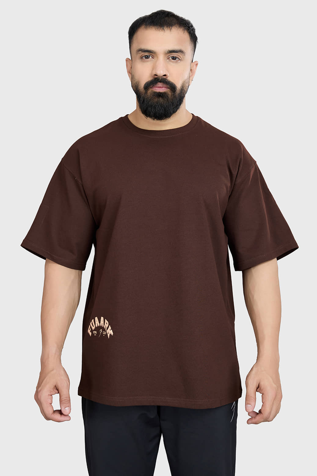 Fuaark Coffee Cotton Oversized Fit Men's Sports T-Shirt ( Pack of 1 )