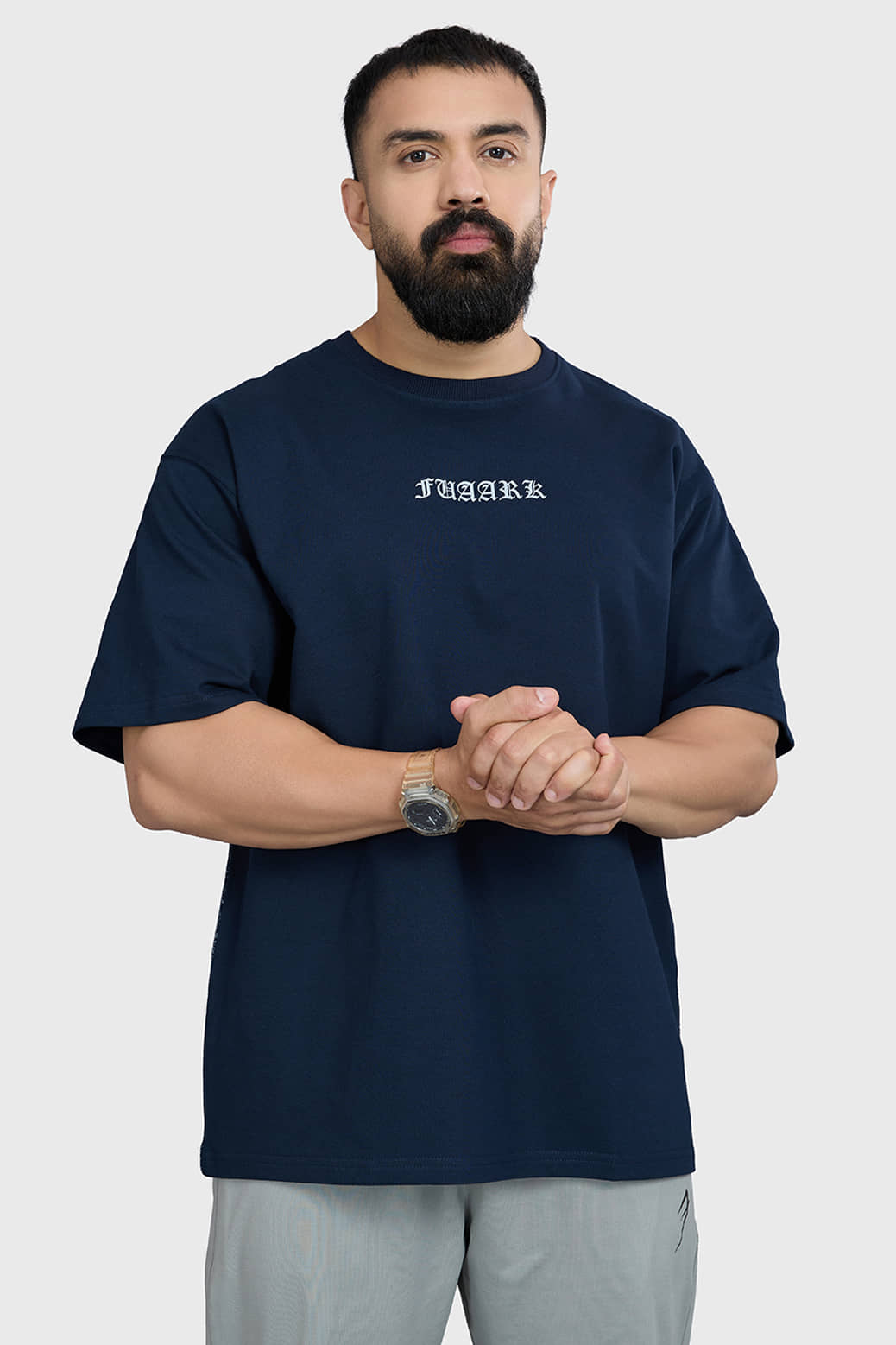 Fuaark Navy Cotton Oversized Fit Men's Sports T-Shirt ( Pack of 1 )