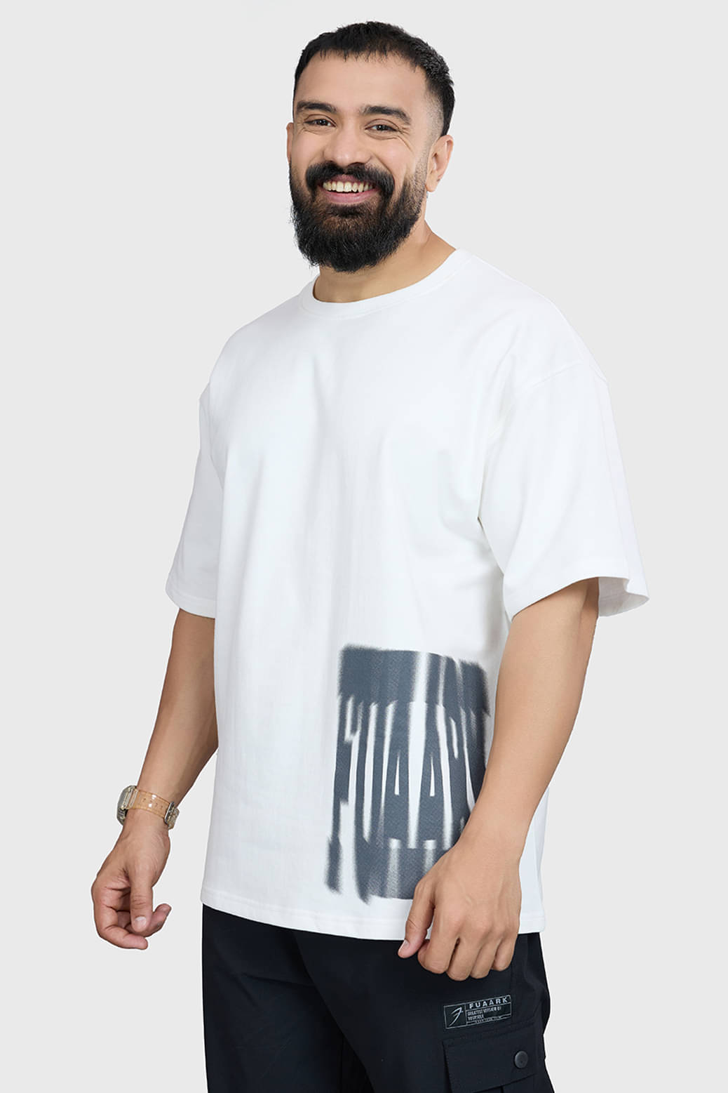 Fuaark White Cotton Oversized Fit Men's Sports T-Shirt ( Pack of 1 ) Fuaark White Cotton Oversized Fit Men's Sports T-Shirt ( Pack of 1 )
