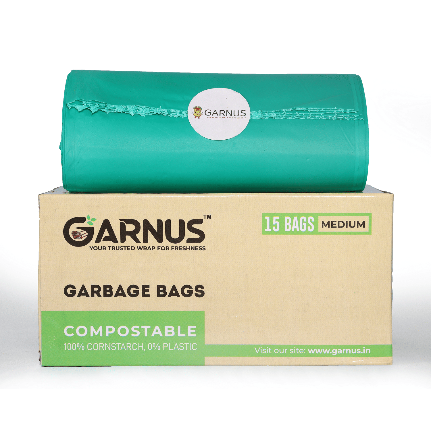 Garnus Compostable Garbage Bags Medium Size 19*21 Inches | 15 Bags Per Pack | Pack of 3 Garnus Compostable Garbage Bags Medium Size 19*21 Inches | 15 Bags Per Pack | Pack of 3