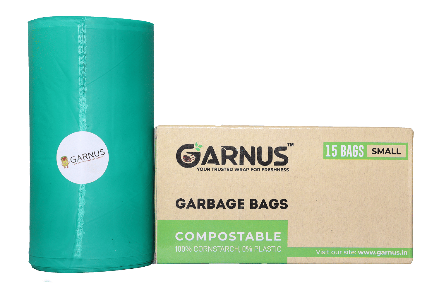 Garnus Compostable Garbage Bags Small Size 17*19 Inches | 15 Bags Per Pack | Pack of 3 Garnus Compostable Garbage Bags Small Size 17*19 Inches | 15 Bags Per Pack | Pack of 3