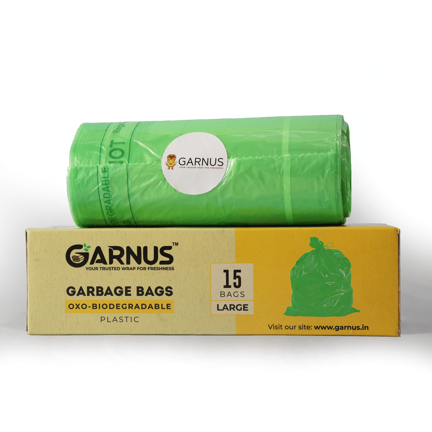 Garnus Oxo-Biodegradable Garbage Bags Large Size 24*32 Inches | 15 Bags Per Pack | Pack of 6 Garnus Oxo-Biodegradable Garbage Bags Large Size 24*32 Inches | 15 Bags Per Pack | Pack of 6
