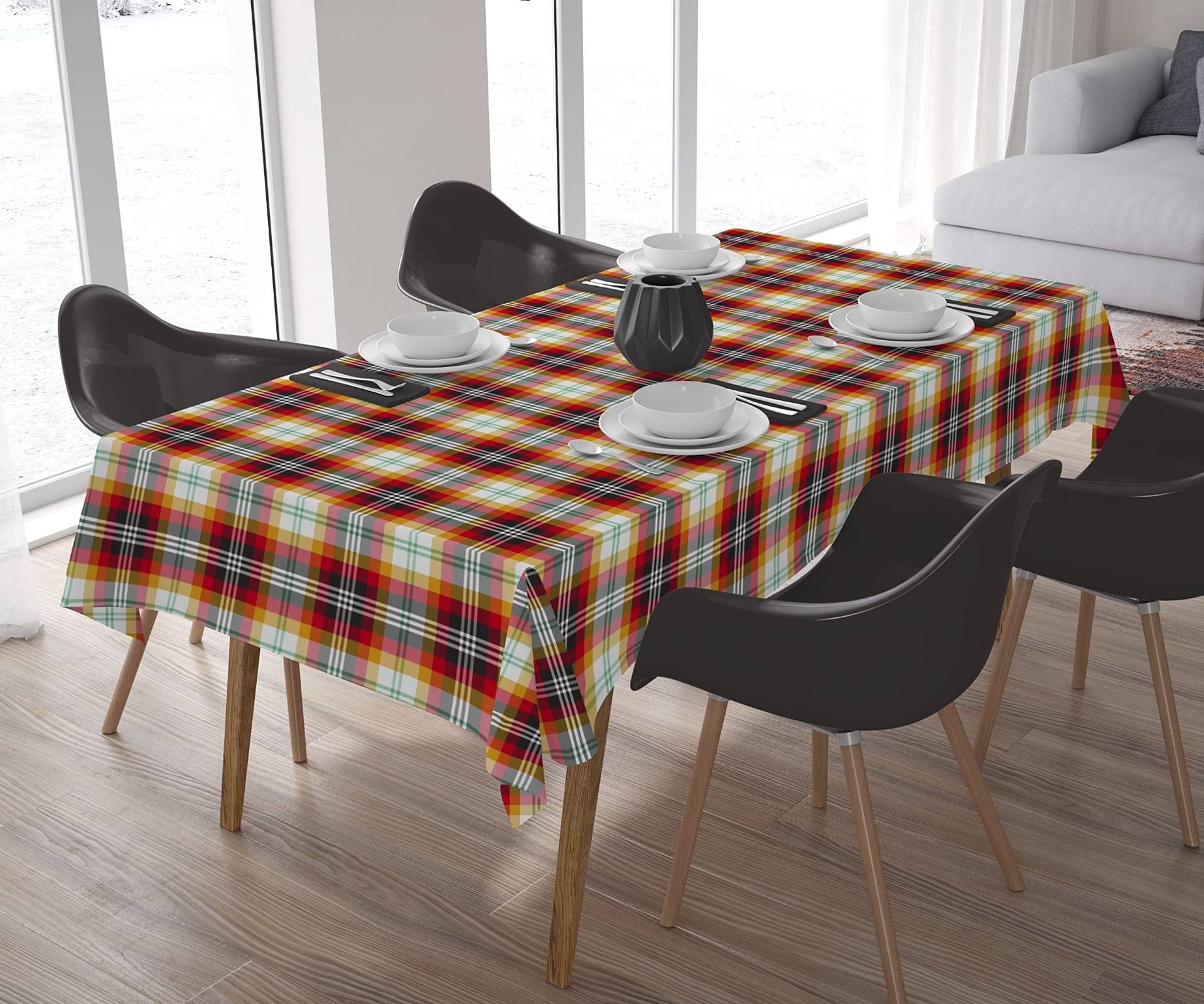     			Home Colors Checks Cotton 10 Seater Rectangle Table Cover ( 274 x 153 ) cm Pack of 1 Multi