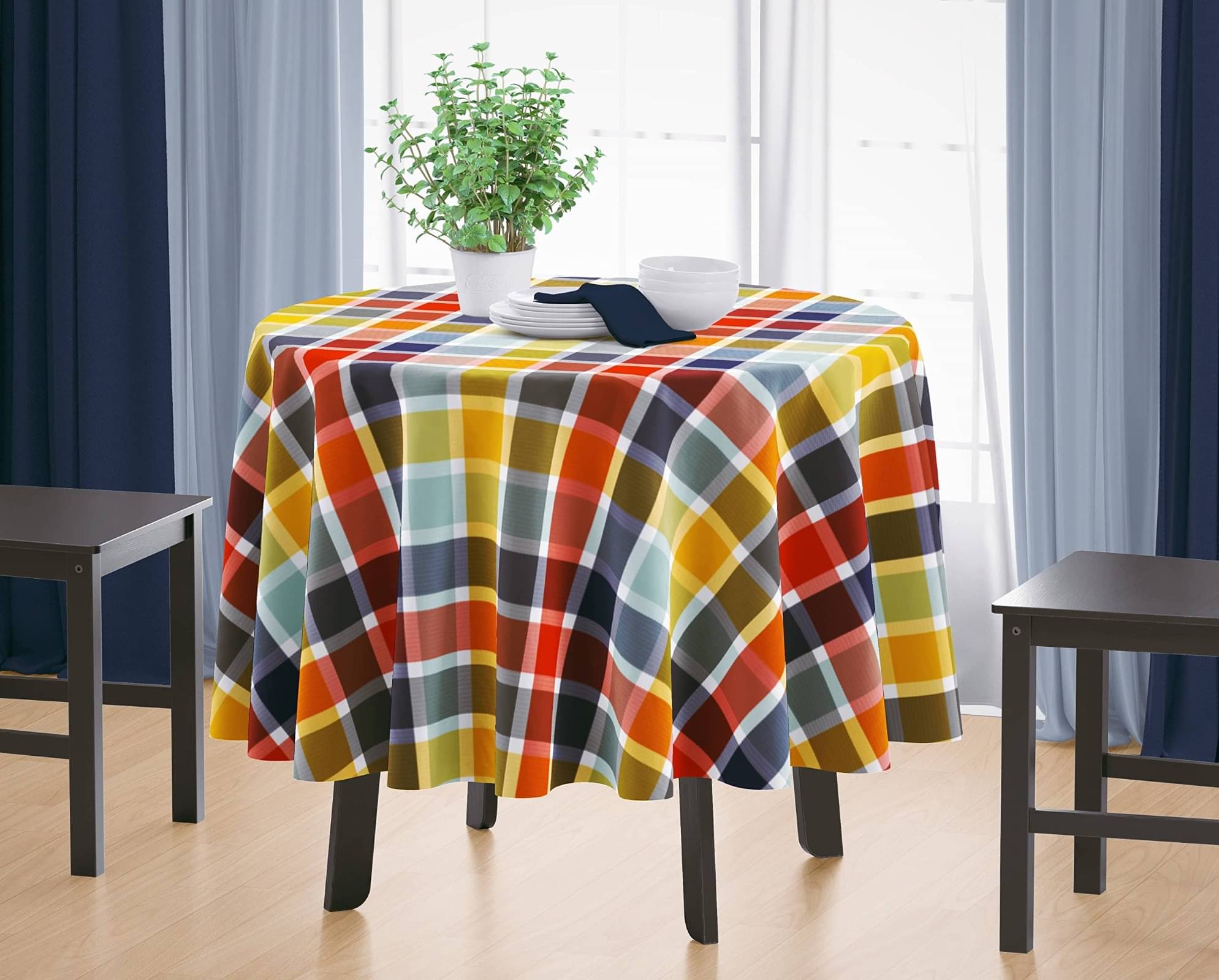 Home Colors Checks Cotton 4 Seater Round Table Cover ( 153 x 153 ) cm Pack of 1 Pink Home Colors Checks Cotton 4 Seater Round Table Cover ( 153 x 153 ) cm Pack of 1 Pink