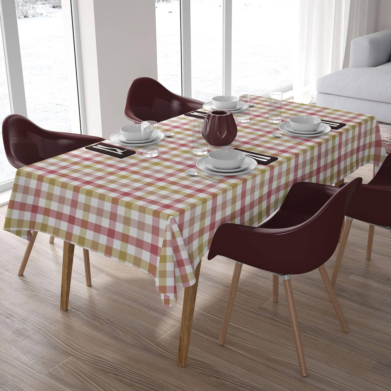 Home Colors Checks Cotton 4 Seater Rectangle Table Cover ( 183 x 152 ) cm Pack of 1 Pink Home Colors Checks Cotton 4 Seater Rectangle Table Cover ( 183 x 152 ) cm Pack of 1 Pink