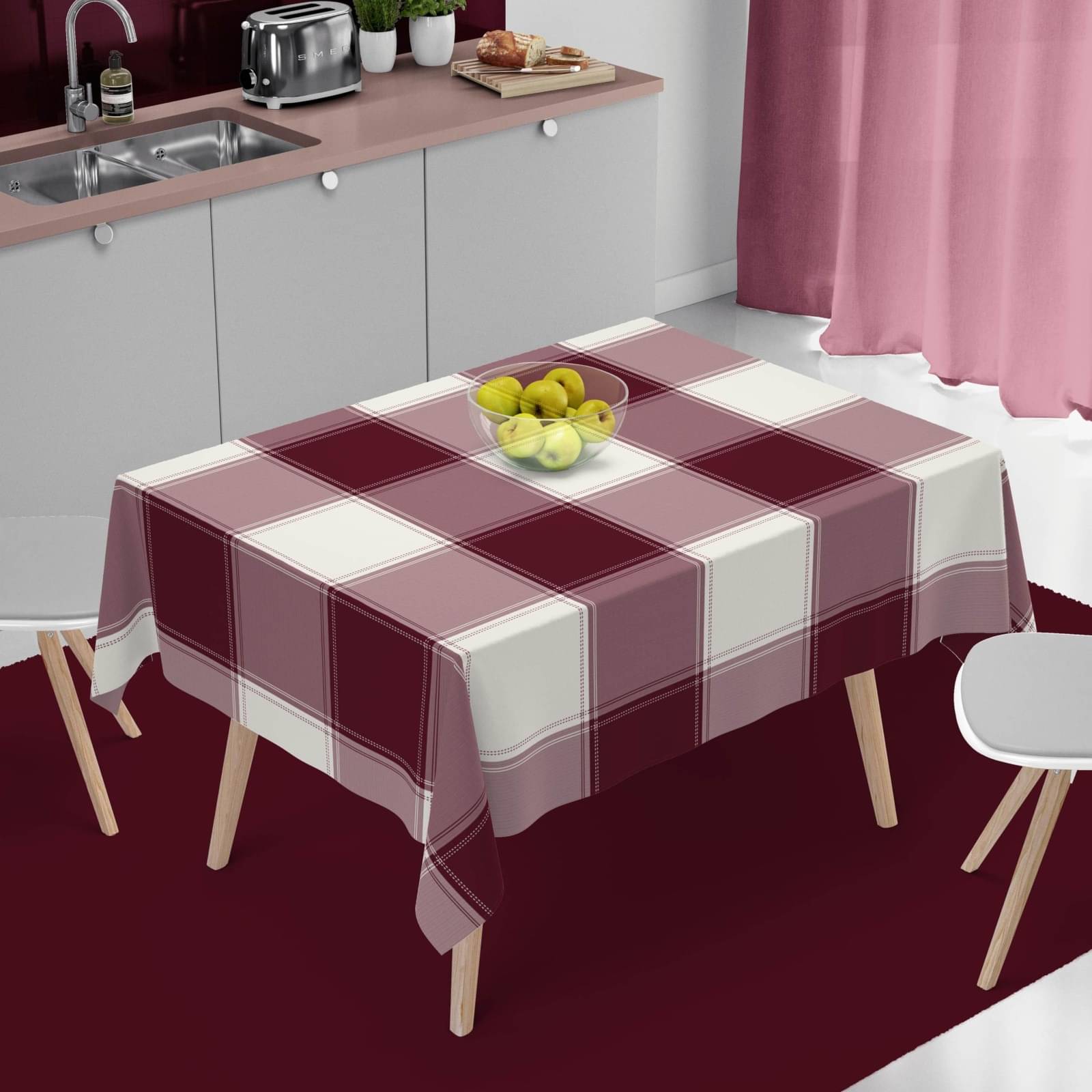 Home Colors Checks Cotton 4 Seater Square Table Cover ( 152 x 152 ) cm Pack of 1 Maroon     			Home Colors Checks Cotton 4 Seater Square Table Cover ( 152 x 152 ) cm Pack of 1 Maroon