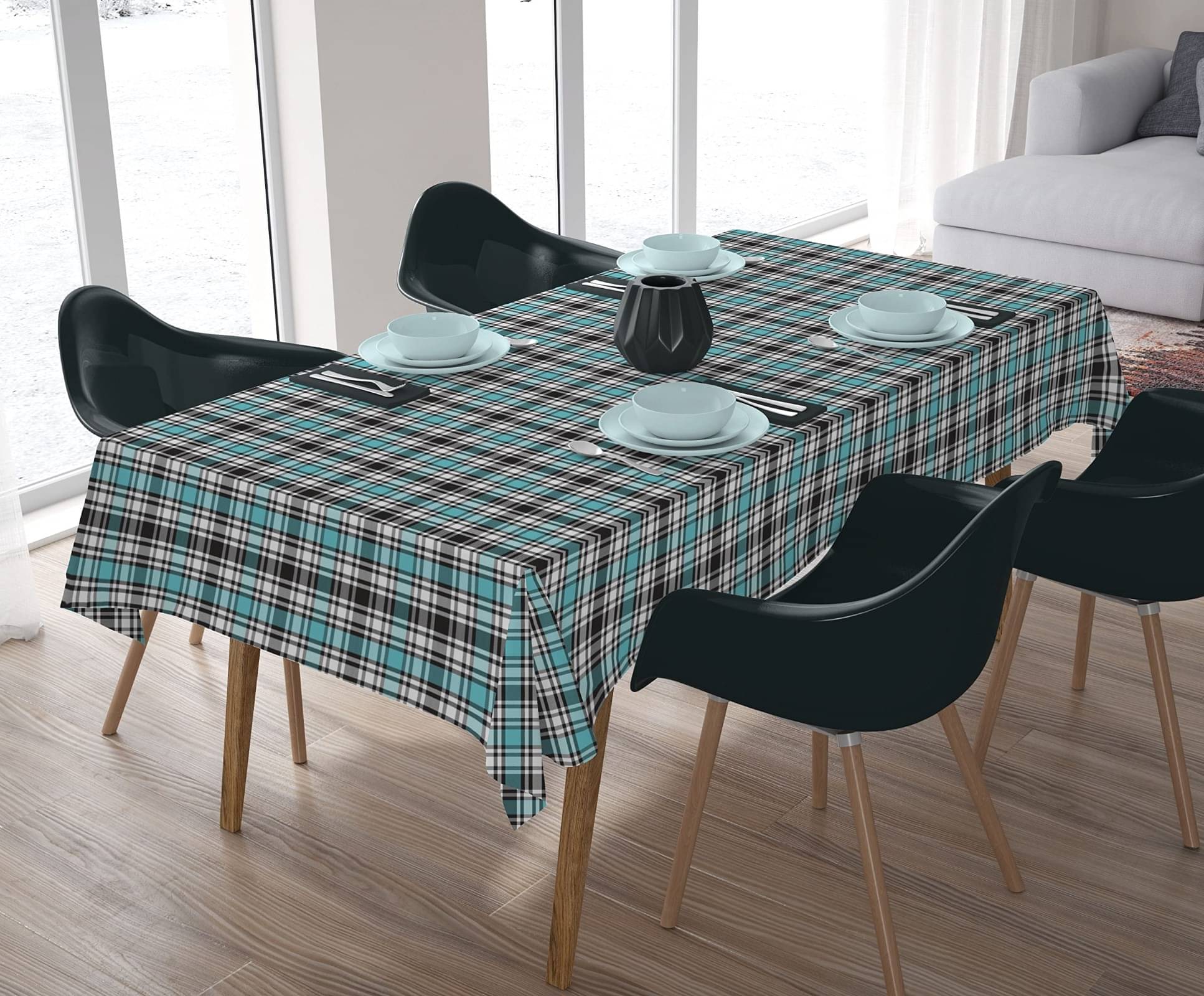 Home Colors Checks Cotton 10 Seater Rectangle Table Cover ( 274 x 153 ) cm Pack of 1 Multi Home Colors Checks Cotton 10 Seater Rectangle Table Cover ( 274 x 153 ) cm Pack of 1 Multi