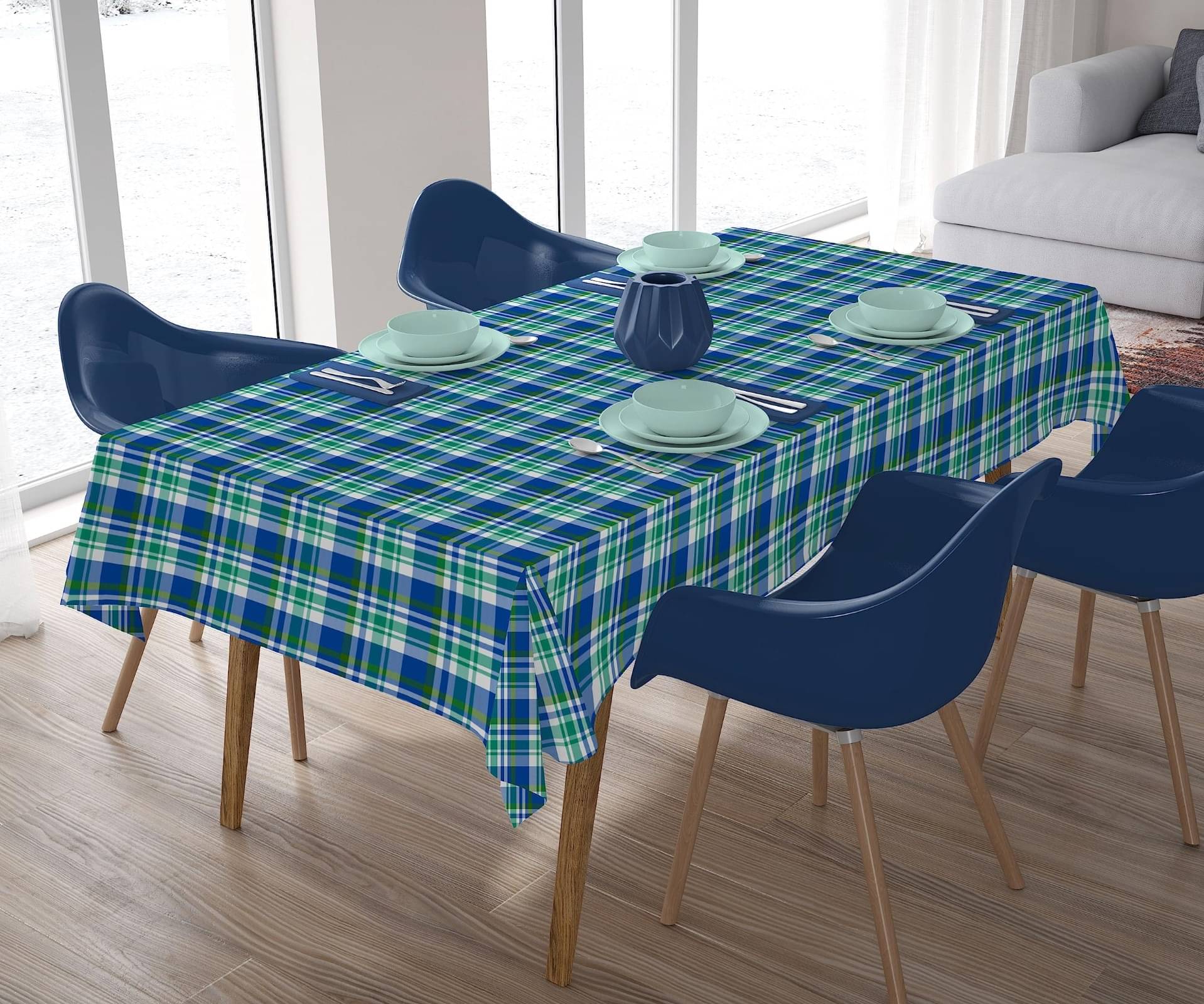 Home Colors Checks Cotton 4 Seater Rectangle Table Cover ( 183 x 152 ) cm Pack of 1 Multi Home Colors Checks Cotton 4 Seater Rectangle Table Cover ( 183 x 152 ) cm Pack of 1 Multi