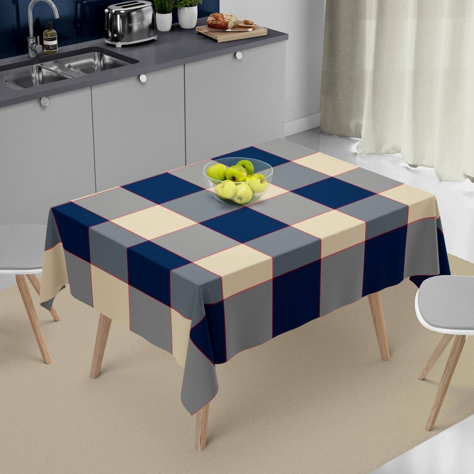 Home Colors Colorblock Cotton 4 Seater Square Table Cover ( 153 x 153 ) cm Pack of 1 Navy Blue     			Home Colors Colorblock Cotton 4 Seater Square Table Cover ( 153 x 153 ) cm Pack of 1 Navy Blue