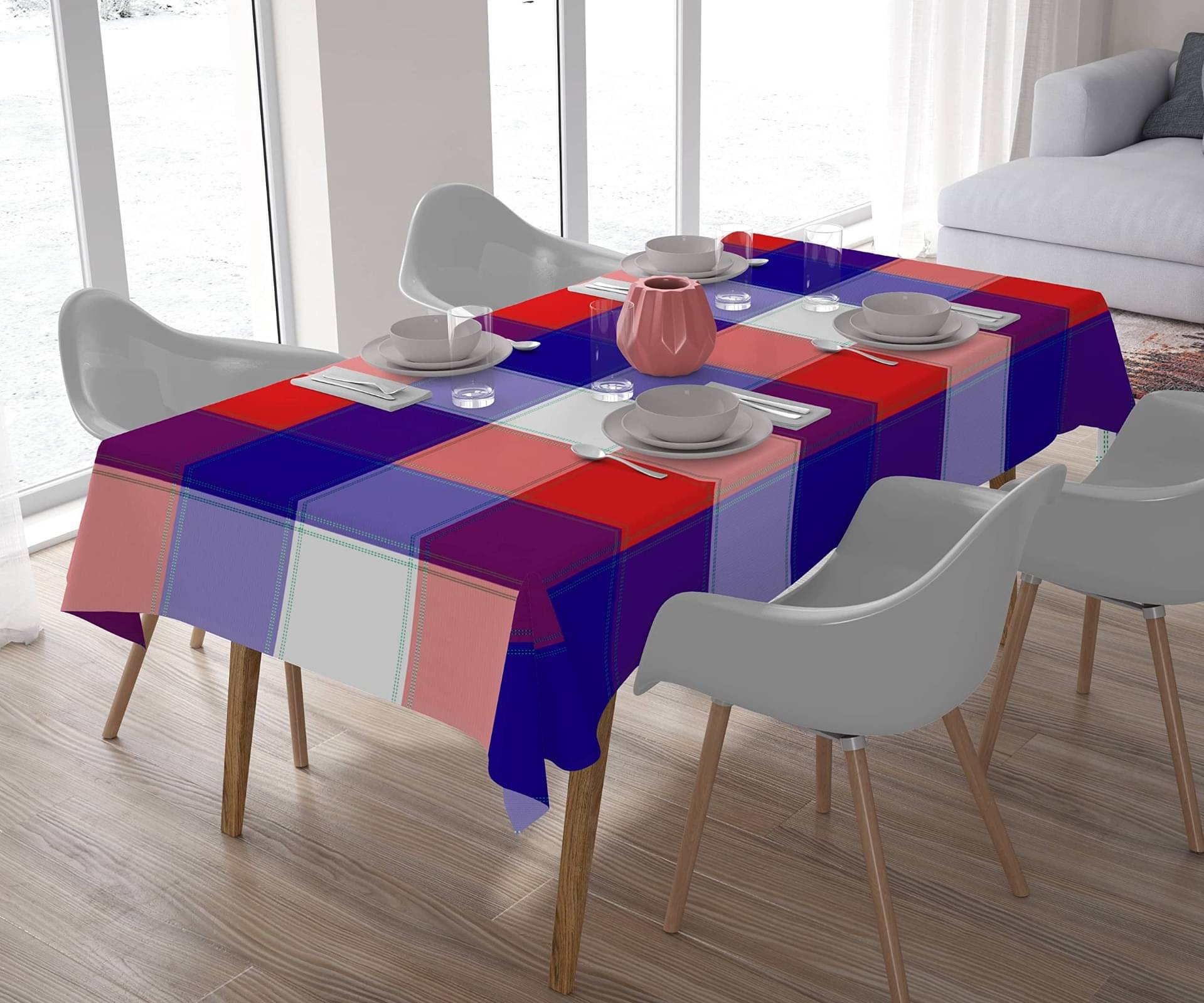 Home Colors Colorblock cotton 6 Seater Rectangle Table Cover ( 214 x 153 ) cm Pack of 1 Multi Home Colors Colorblock cotton 6 Seater Rectangle Table Cover ( 214 x 153 ) cm Pack of 1 Multi