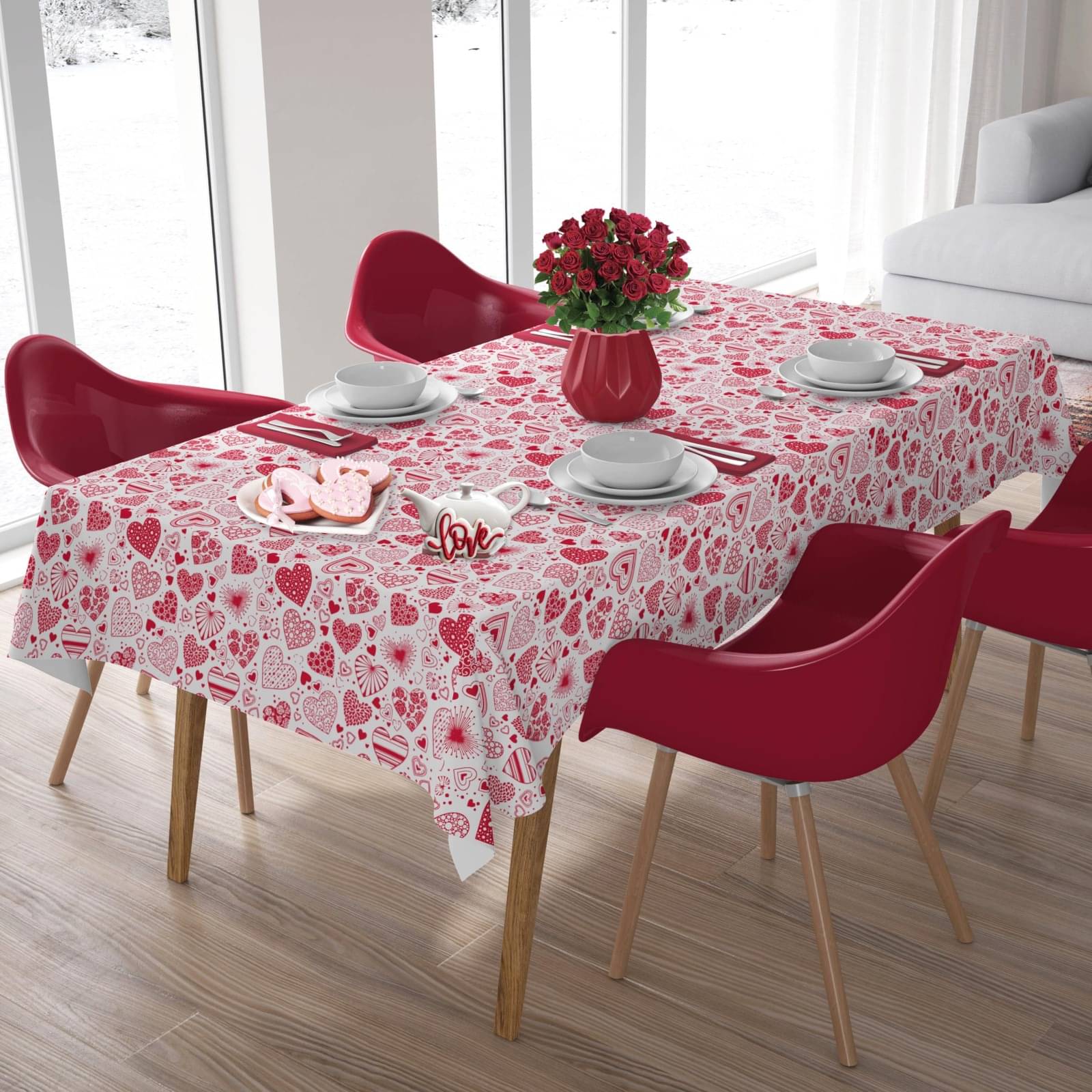 Home Colors Printed Cotton 4 Seater Rectangle Table Cover ( 183 x 152 ) cm Pack of 1 Red Home Colors Printed Cotton 4 Seater Rectangle Table Cover ( 183 x 152 ) cm Pack of 1 Red