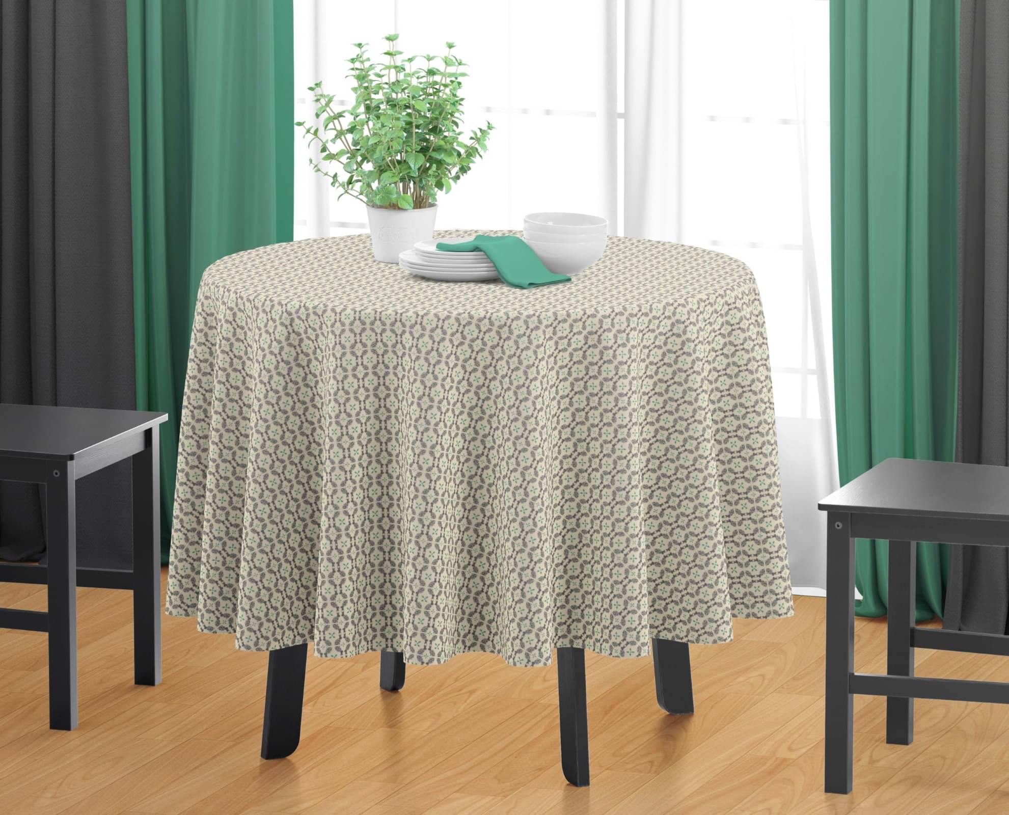 Home Colors Self Design Cotton 4 Seater Round Table Cover ( 147 x 147 ) cm Pack of 1 Beige Home Colors Self Design Cotton 4 Seater Round Table Cover ( 147 x 147 ) cm Pack of 1 Beige