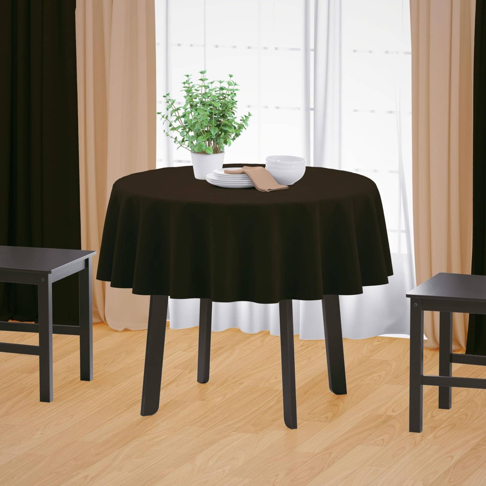 Home Colors Solid Cotton 2 Seater Round Table Cover ( 96 x 96 ) cm Pack of 1 Brown Home Colors Solid Cotton 2 Seater Round Table Cover ( 96 x 96 ) cm Pack of 1 Brown