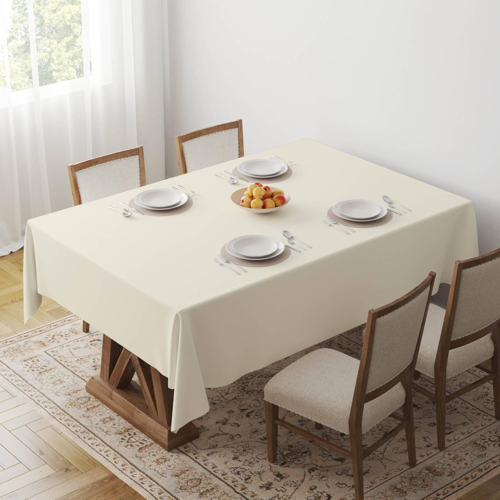 Home Colors Solid Cotton 4 Seater Rectangle Table Cover ( 183 x 152 ) cm Pack of 1 Cream Home Colors Solid Cotton 4 Seater Rectangle Table Cover ( 183 x 152 ) cm Pack of 1 Cream