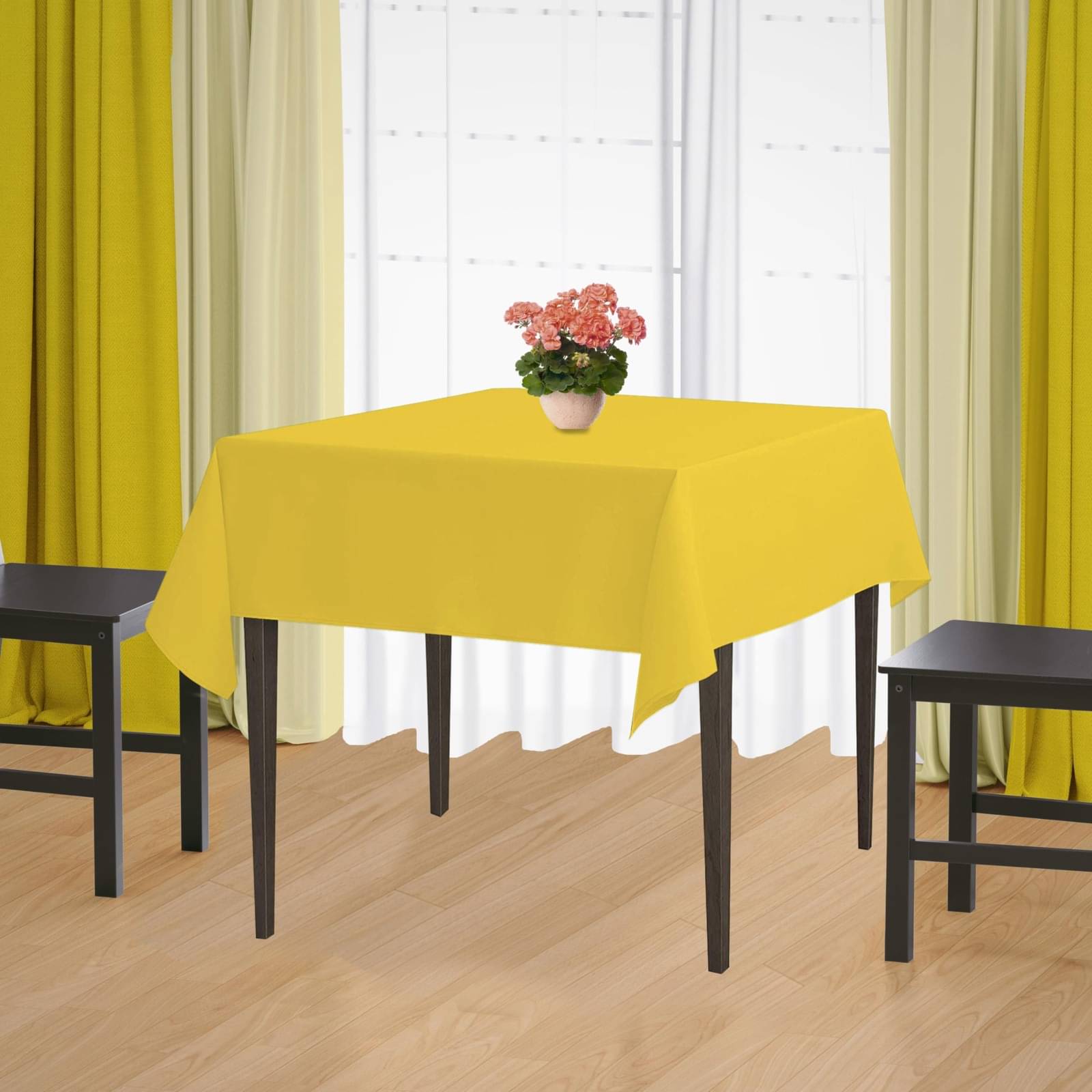     			Home Colors Solid Cotton 2 Seater Square Table Cover ( 96 x 96 ) cm Pack of 1 Yellow