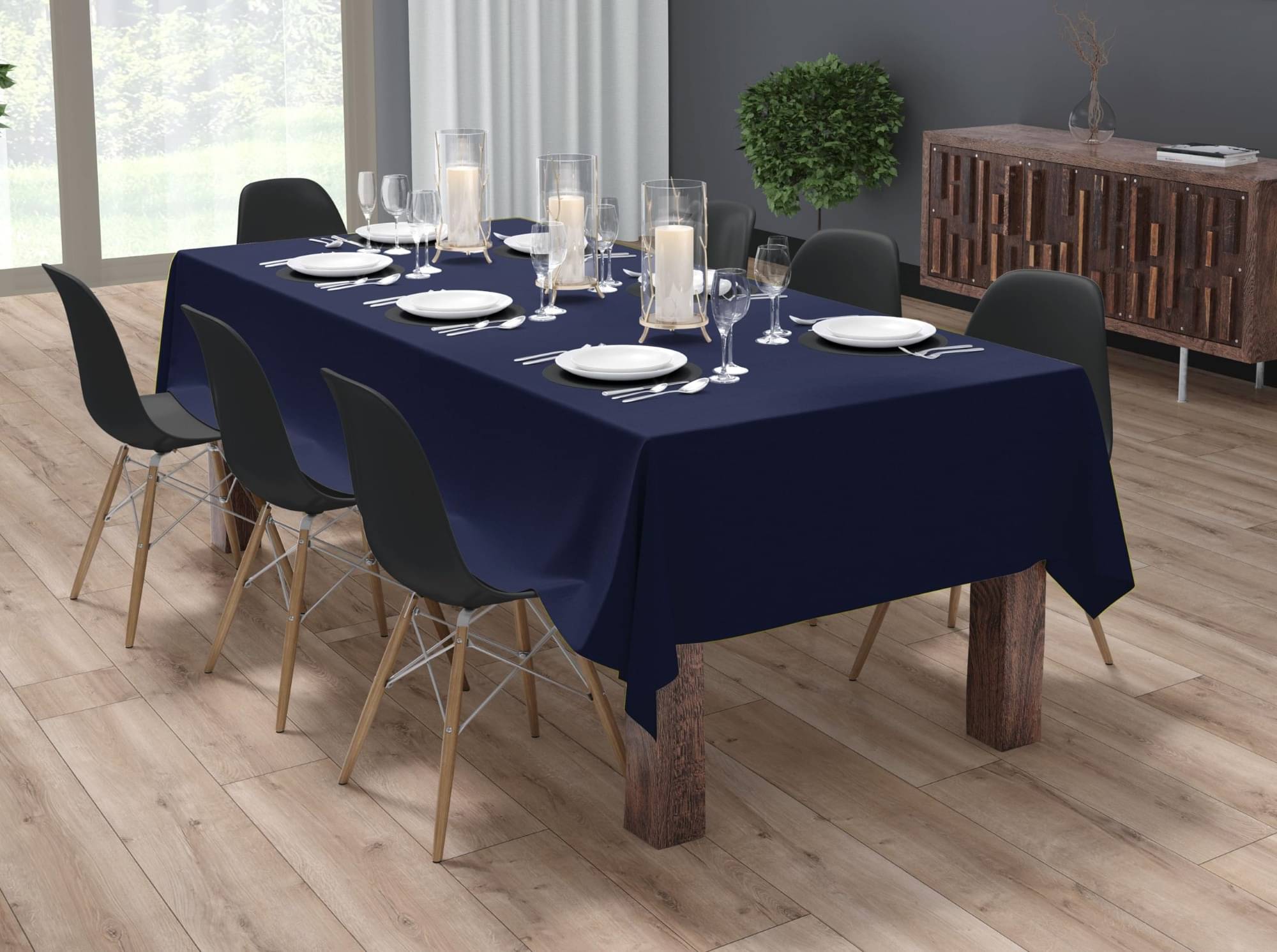 Home Colors Solid Cotton 10 Seater Rectangle Table Cover ( 274 x 153 ) cm Pack of 1 Navy Blue     			Home Colors Solid Cotton 10 Seater Rectangle Table Cover ( 274 x 153 ) cm Pack of 1 Navy Blue