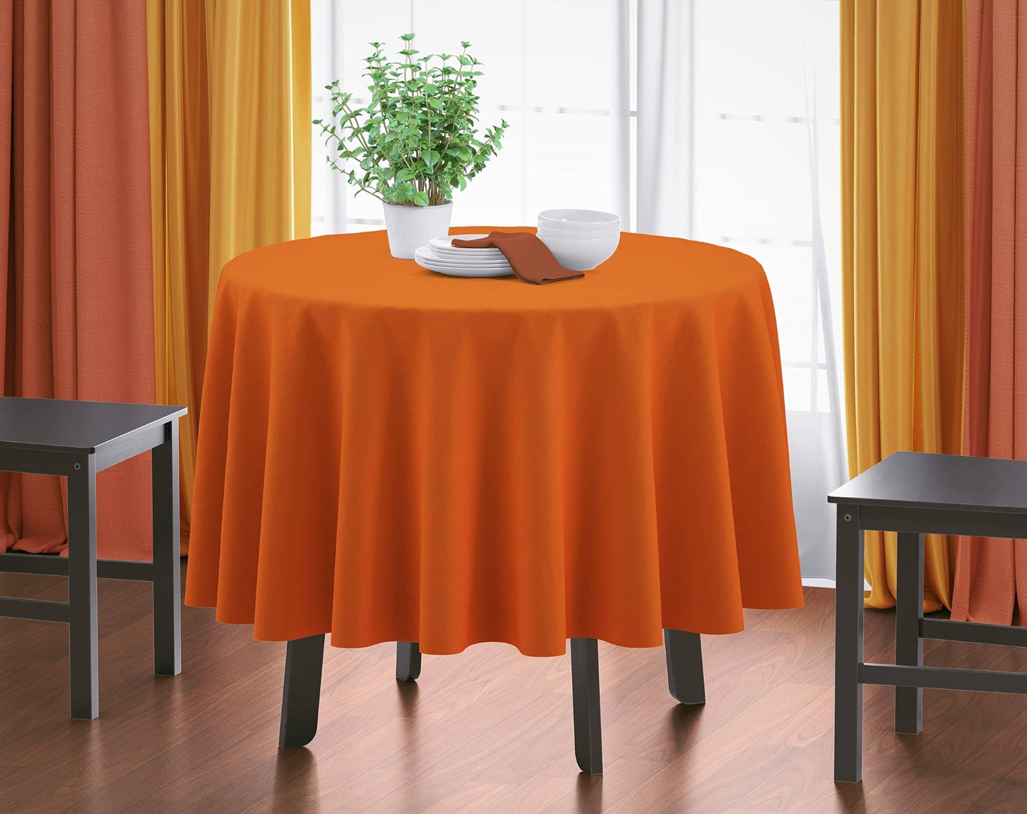 Home Colors Solid Cotton 4 Seater Round Table Cover ( 152 x 152 ) cm Pack of 1 Orange Home Colors Solid Cotton 4 Seater Round Table Cover ( 152 x 152 ) cm Pack of 1 Orange