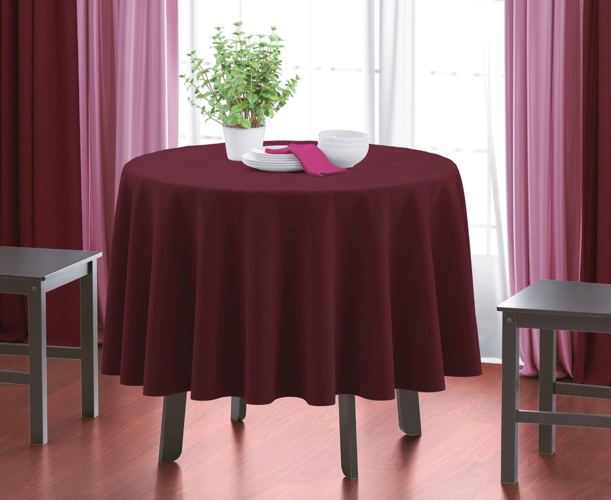Home Colors Solid Cotton 4 Seater Round Table Cover ( 152 x 152 ) cm Pack of 1 Maroon Home Colors Solid Cotton 4 Seater Round Table Cover ( 152 x 152 ) cm Pack of 1 Maroon