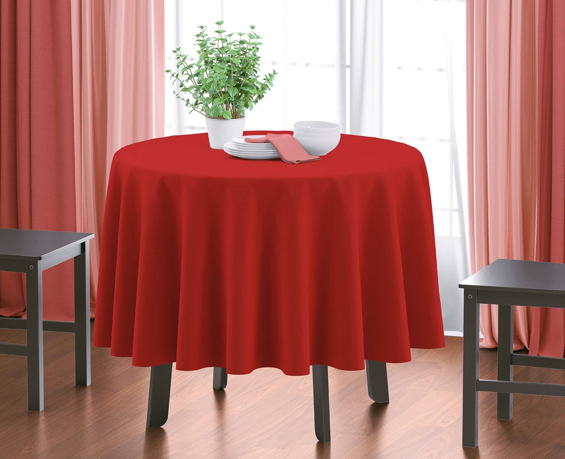 Home Colors Solid Cotton 4 Seater Round Table Cover ( 152 x 152 ) cm Pack of 1 Red Home Colors Solid Cotton 4 Seater Round Table Cover ( 152 x 152 ) cm Pack of 1 Red