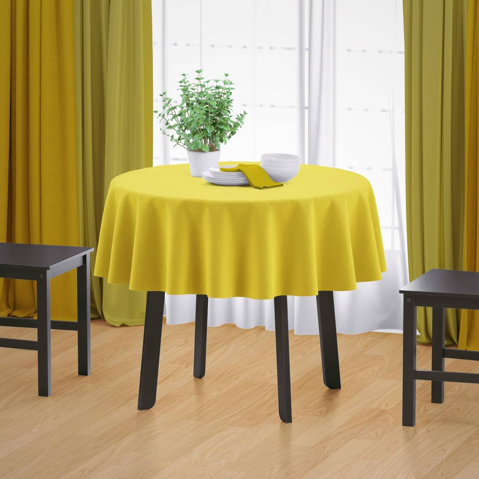 Home Colors Solid Cotton 2 Seater Round Table Cover ( 96 x 96 ) cm Pack of 1 Yellow Home Colors Solid Cotton 2 Seater Round Table Cover ( 96 x 96 ) cm Pack of 1 Yellow