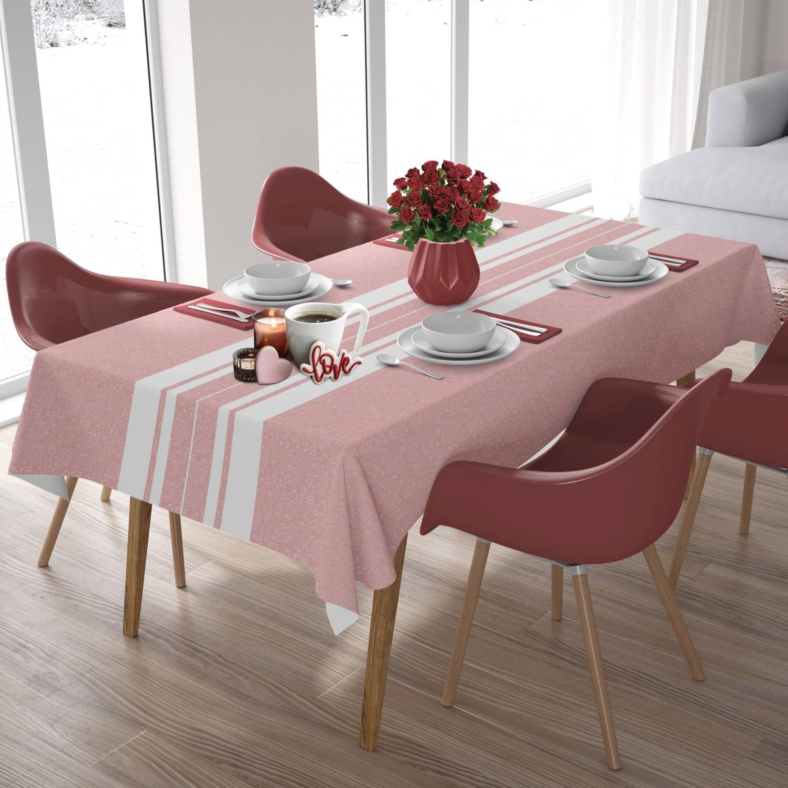 Home Colors Striped Cotton 8 Seater Rectangle Table Cover ( 243 x 152 ) cm Pack of 1 Pink Home Colors Striped Cotton 8 Seater Rectangle Table Cover ( 243 x 152 ) cm Pack of 1 Pink