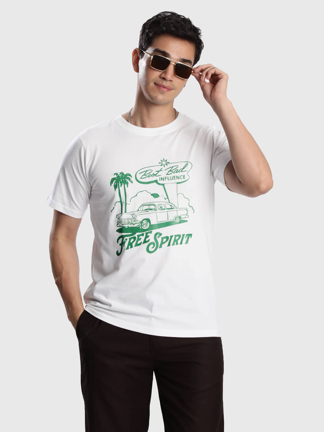 IVOC Men 100% Cotton Regular Fit Printed T-Shirt ( White )     			IVOC Men 100% Cotton Regular Fit Printed T-Shirt ( White )