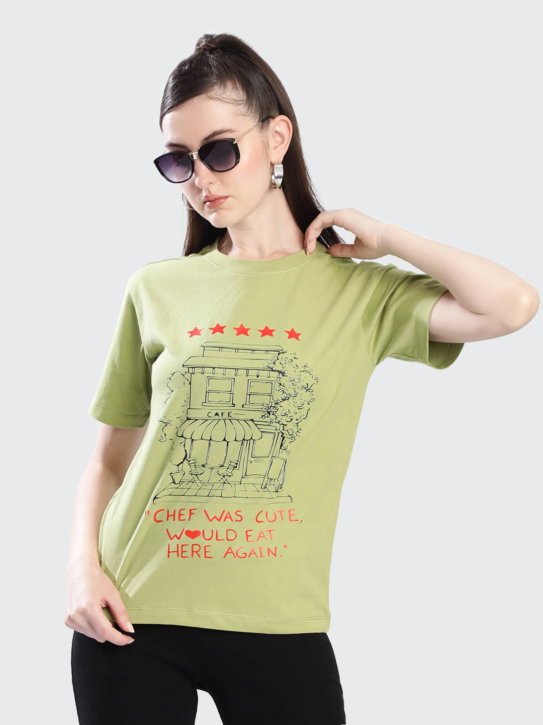 IVOC Women Cotton Printed Regular Round Neck T-Shirt ( Green ) IVOC Women Cotton Printed Regular Round Neck T-Shirt ( Green )