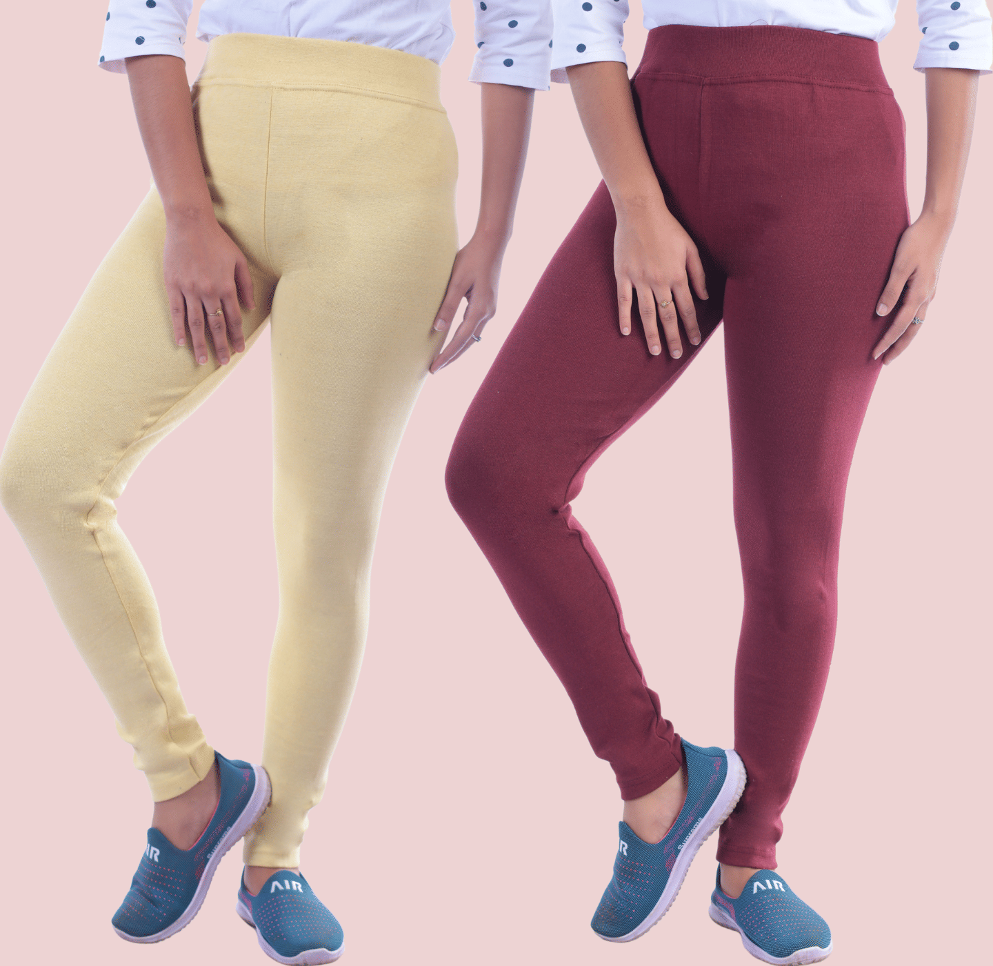     			KARARO JEGGINGS - Cotton Blend Skinny Fit Yellow Women's Jeggings ( Pack of 2 )