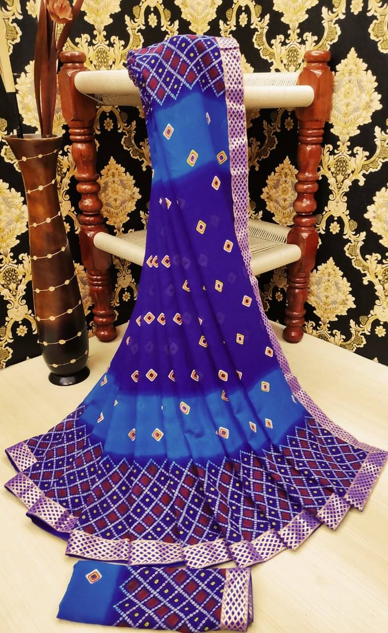 Maayro Georgette Printed Saree With Unstitched Blouse Piece ( Purple ) Maayro Georgette Printed Saree With Unstitched Blouse Piece ( Purple )