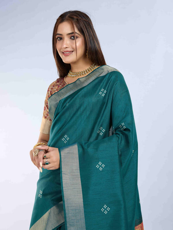 PBS Prints Silk Blend Printed Saree With Unstitched Blouse Piece ( Teal ) PBS Prints Silk Blend Printed Saree With Unstitched Blouse Piece ( Teal )