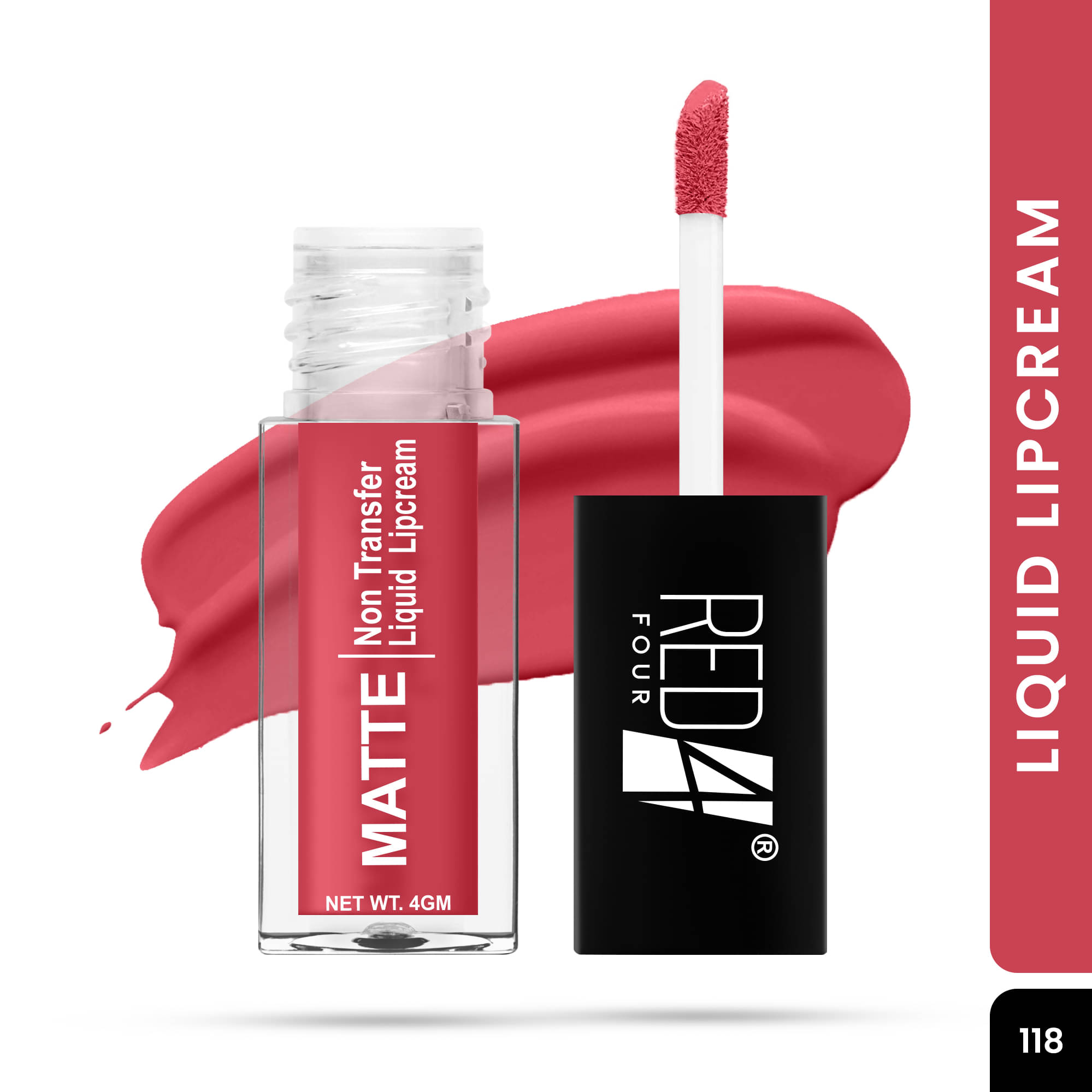     			RED 4 Peach Matte Long Lasting Liquid Lipstick ( Pack of 1 )
