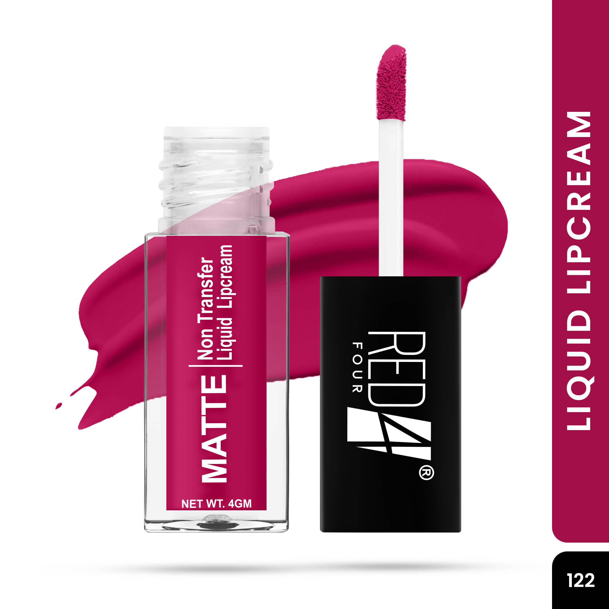     			RED 4 Raspberry Pink Matte Long Lasting Liquid Lipstick ( Pack of 1 )