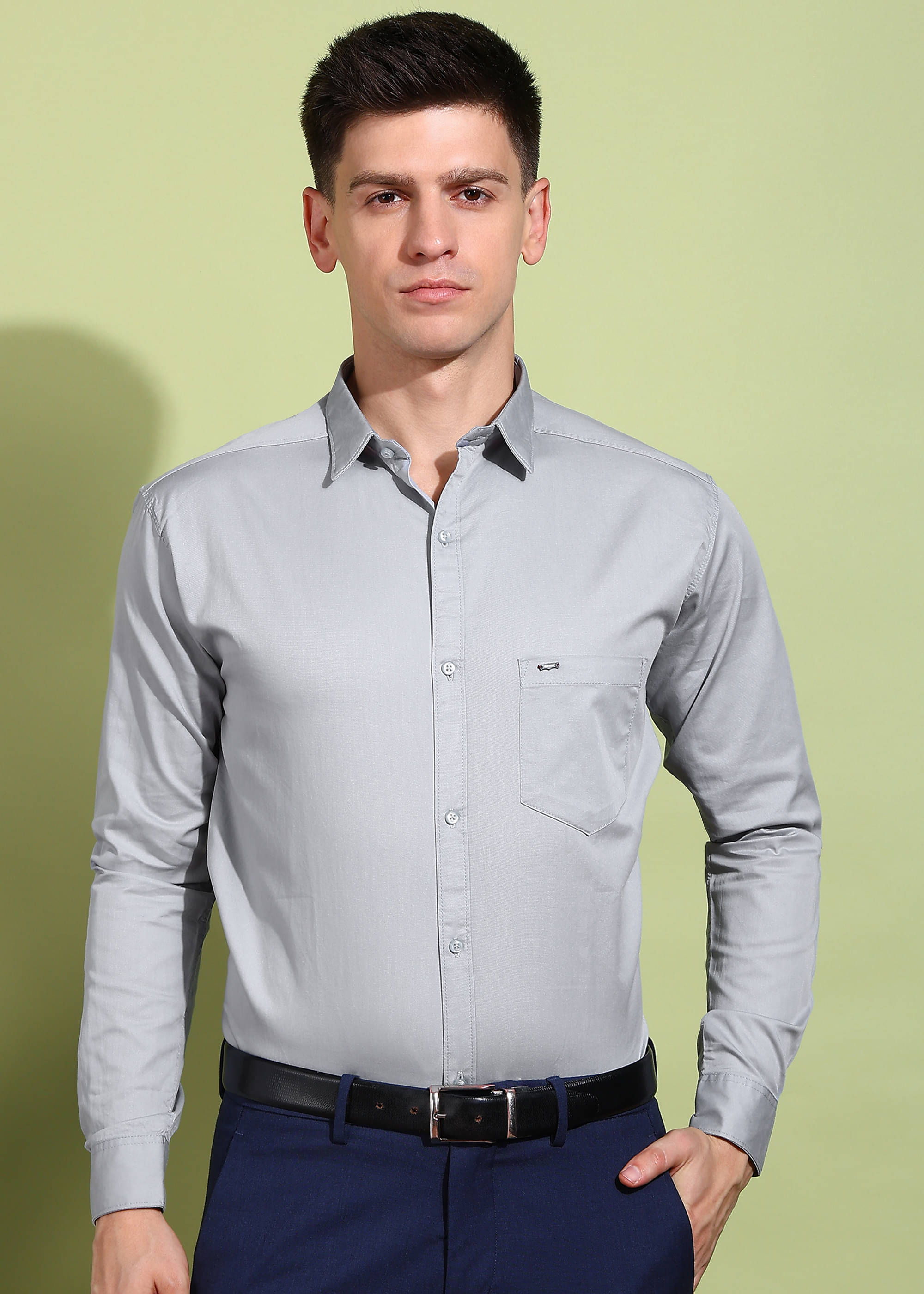     			REEPOLLY Cotton Regular Fit Full Sleeves Men's Formal Shirt - Grey ( Pack of 1 )