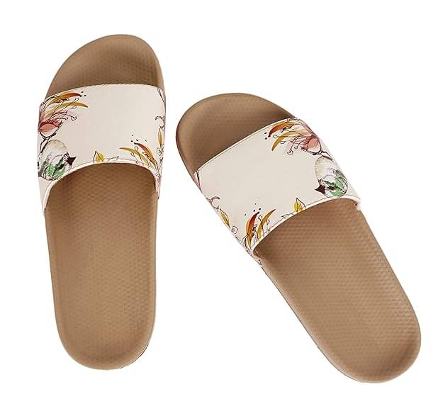     			SATERRA Beige Women's Slide Flip Flop