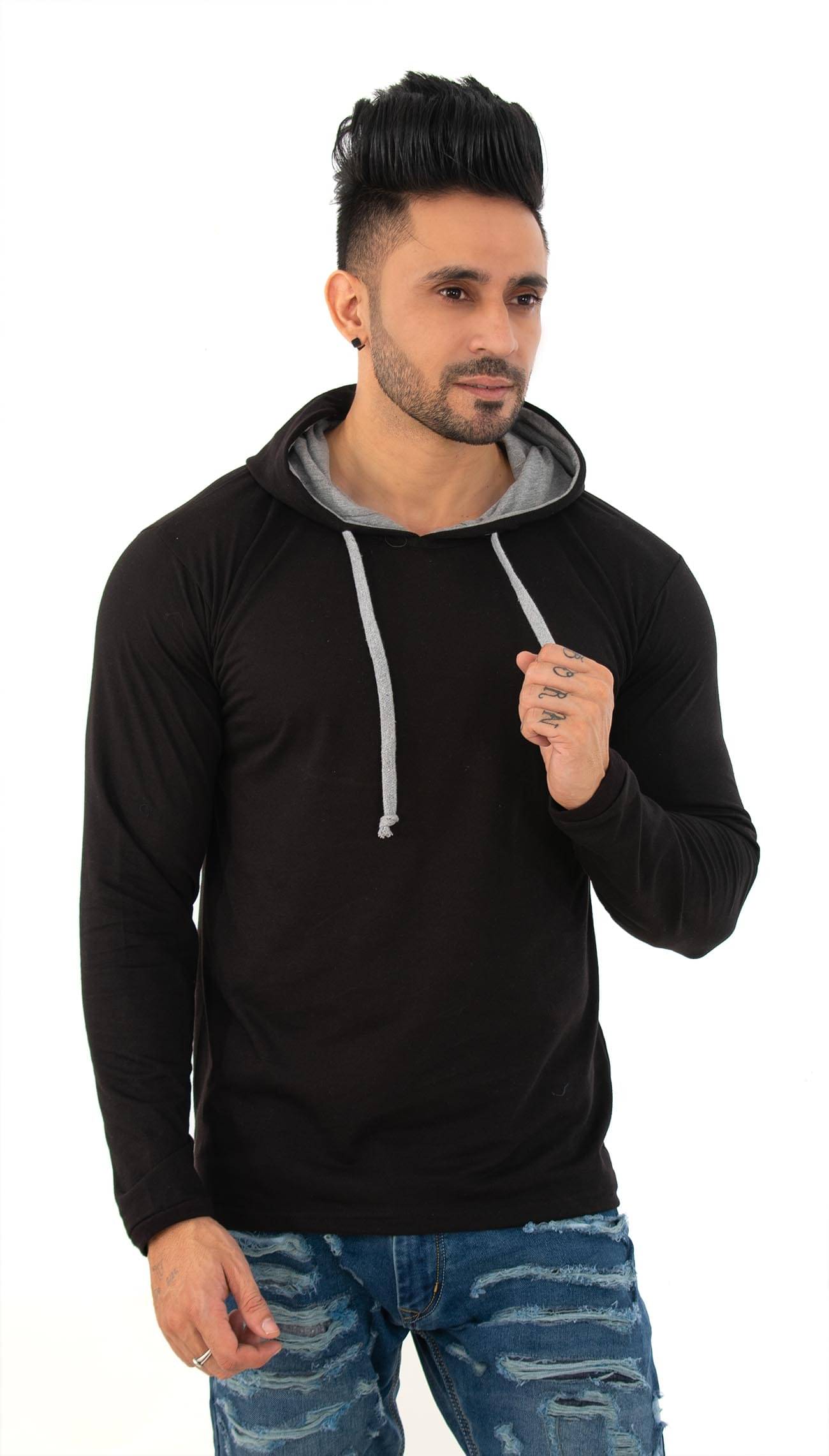     			SKYBEN Men Cotton Blend Regular Fit Solid T-Shirt ( Black )