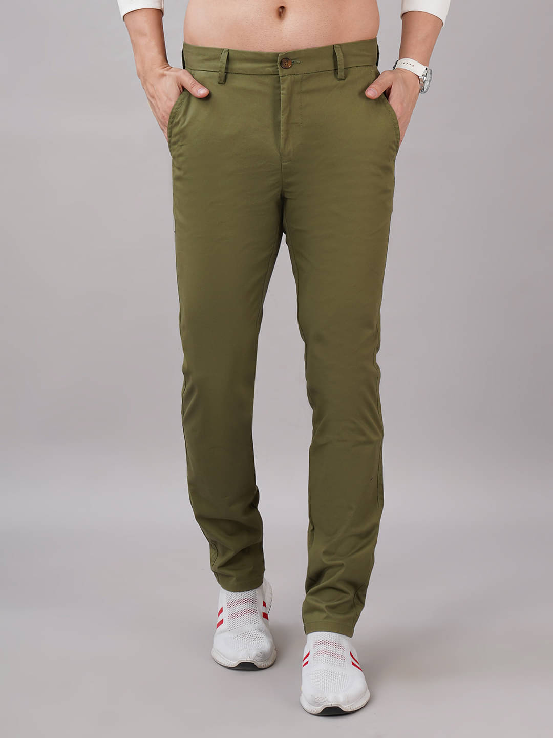     			Sand Dunes Slim Flat Men's Chinos - Olive Green ( Pack of 1 )