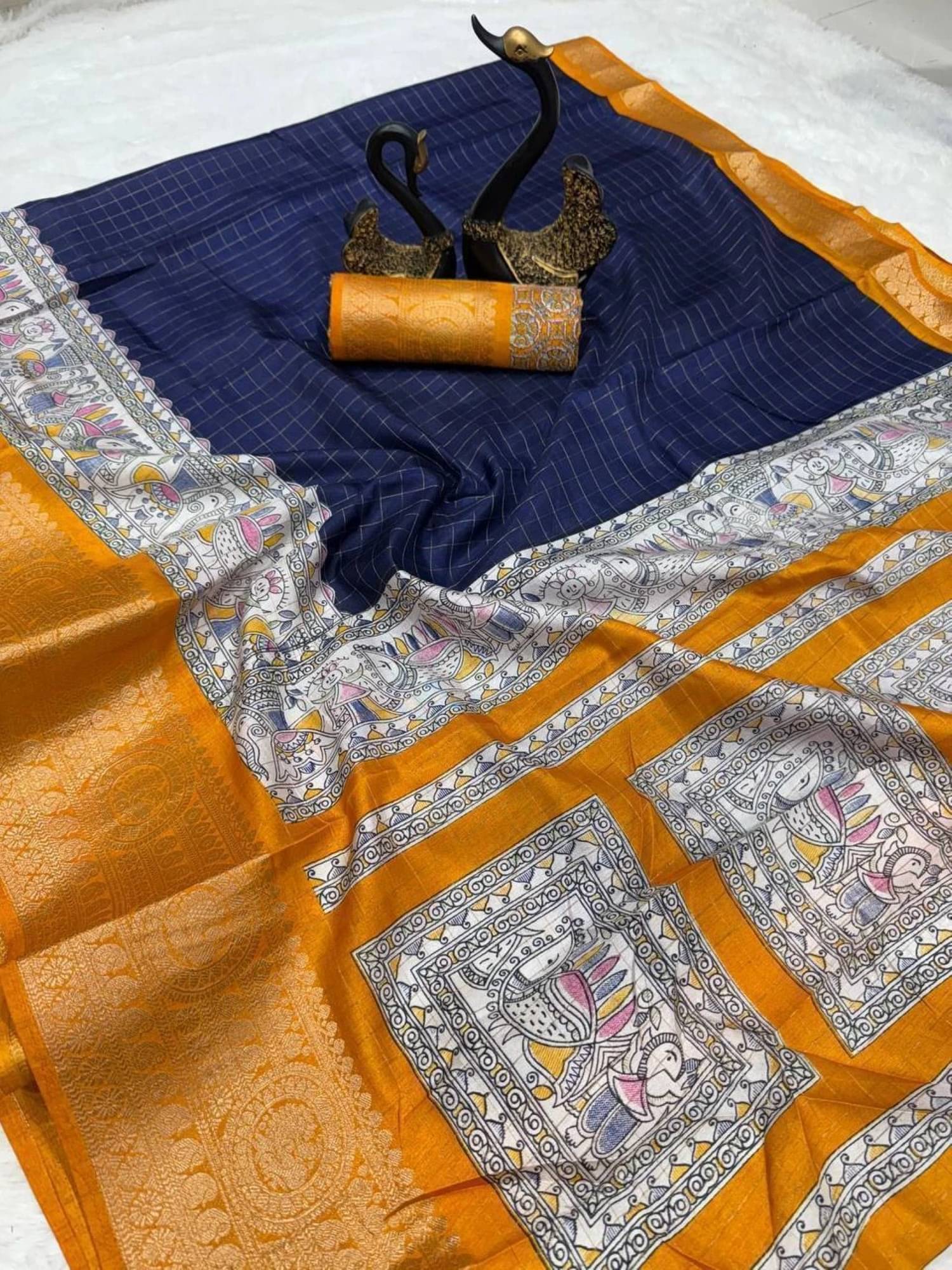 TARTAM Silk Printed Saree With Unstitched Blouse Piece ( Blue ) TARTAM Silk Printed Saree With Unstitched Blouse Piece ( Blue )