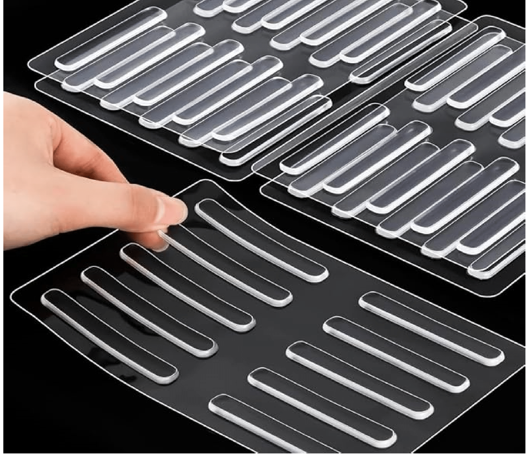     			Unity Brand 10Pcs Transparent 2.24 inch Strip Door Handle Bumper Soft Wall Protector Self Adhesive Door Knob for Wall Shield Guard Sliding Clear Door Bumpers Stopper Silencer (10 Pcs Strip)